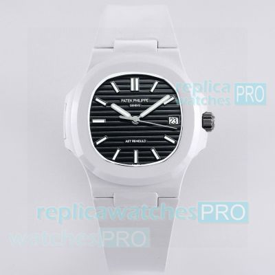 Swiss Replica Patek Philippe Nautilus 5711 Black Face AET Ceramic White Watch 